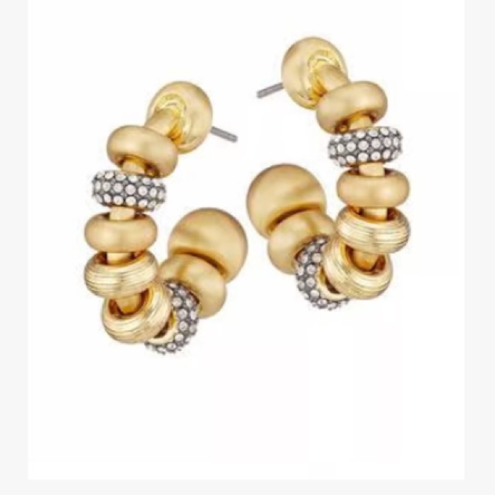 Demarson Lucy Baroque Mini Hoop Earring - brass and Swarovski Crystal-  NWT